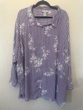 Catherines women's purple and white striped floral button Lightweight Blouse  picture