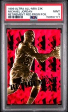 Michael Jordan 1999 Fleer Ultra 23k Gold Retirement Red Prism Foil /9923 PSA 9 picture