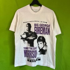 VTG LL Cool J George Foreman Tommy Morrison Boxing Shirt 1993 Vegas White Large picture