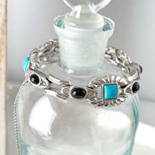 Vintage 1950s Panetta Southwest Style Faux Turquoise Blue Bracelet picture