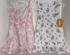 2 New Gymboree Girls 18-24mos 2T Dresses Organic Cotton Pink Purple Floral Dress picture
