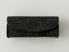 Celine Ring Pouch Case Triomphe Canvas Black Logo 1x4x1 in or 3.5x10.5 x3.5 cm picture