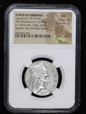 Tigranes II AR Tetradrachm Kings Of Armenia Silver Coin 95-96 BC • NGC AU picture