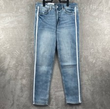 H&M &Denim Girlfriend Fit Jeans Womens Size 28 Blue Regular Waist Stripe NWT picture