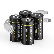 4 Pcs Rechargeable Lithium C Batteries 1.5V 7400mWh C Cell + 2 in 1 USB-C Cable picture
