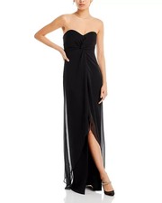 LIKELY Rimes Strapless Twist Front Gown Women's 4 Black Center Front Slit picture
