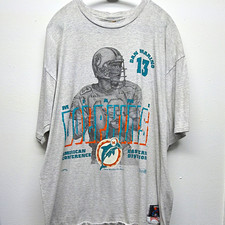 Vintage Nutmeg Miami Dolphins Dan Marino #13 Gray Graphic T-Shirt Unisex XL NFL picture