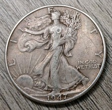 1947-D VF 90% Silver Walking Liberty Half Dollar -  picture