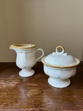 Vintage Mikasa Garden Club Day Dreams Cream & Sugar Stoneware Set EC400 Japan picture