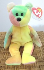 Ty Beanie Baby RARE 5th Gen. ODDITY Yellow Peace Bear w/ 