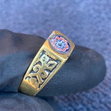 Antique Roman Bronze Ring Carnelian Intaglio Signet Band Ancient Style picture