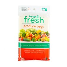 Keep it Fresh Produce Bags 30 Fruit Veggie Freshness Green Bags & Twist Ties picture