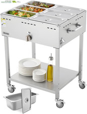 6-Pan Commercial Propane Steam Table, LP Gas Outdoor Soup Warmer with Drain Valv picture