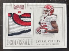 2013 National Treasure Colossal Jamaal Charles Red 5/5 KC Chiefs Arrowhead Logo picture