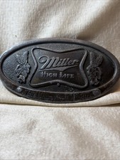 VtG 1975 MILLER HIGH LIFE CHAMPAGNE OF BEERS BELT BUCKLE Made in USA Bergamot picture