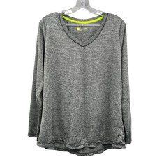 Xersion Gray Activewear Long Sleeve V Neck Large picture