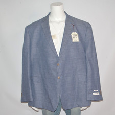 NWT JOS A BANK Tailored Fit 100% Linen Blue Two Button Sport Coat Sz 52R picture