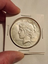 AU/UNC $1 1934 D PEACE SILVER DOLLAR OLD US COIN MINOR MOTTO/DATE DOUBLING picture