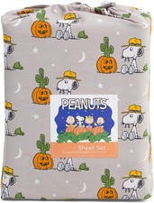 Berkshire Blanket Peanuts Halloween Fall Themed Sheet Sets - Gray, Size Full picture