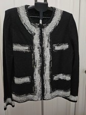 BEAUTIFUL St John knit jacket black white rhinestones embellished suit blazer 16 picture