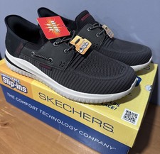 Skechers Delson 3.0 Roth Slip Ins Mens 11.5 Wide Charcoal Black 210606W NIB picture