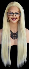 LONG STRAIGHT HEAT SAFE LACE FRONT WIG COLOR 613 BLONDE GORGEOUS SEXY 159 picture