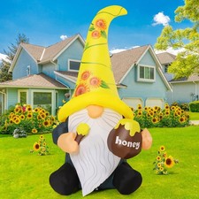 GOOSH 6 FT Summer Inflatables Gnome Outdoor Blow Up Yard Decoration Yellow  picture