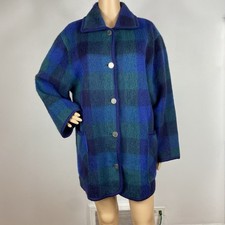 Vtg 60s ? Marbore France Pyrenees Wool Cotton Coat US XL FR 46 Plaid Fuzzy Barn picture
