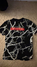 GUESS Los Angeles Lightning Bolt T-Shirt Black Red Box Logo Size S picture