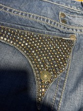 Robin's Jean Men's Black R-Flap Studded DenimJeans size 44/36 Tall Men Only USA picture