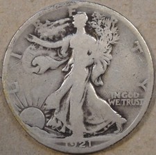 1921-S Walking Liberty Half Dollar 50c Nearly VG Reeding between 6-8:00 Read picture