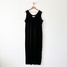 FLAX by Jeanne Engelhart Stretchy Slinky Maxi Dress Black Size Large Travel Knit picture