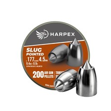 HARPEX Pro 200 Count CYLINDRICAL POINTED SLUG 4.5mm .177 Caliber Airgun Pellets picture
