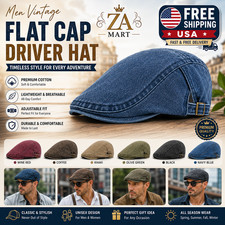 Men Vintage Flat Cap Driver Hat Adjustable Casual Golf Newsboy Unisex picture