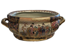 Large Vintage Chinese Satsuma Signed Porcelain Floral Geisha Girls Foot Bath picture