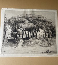 Adolphe Beaufrere France, 1876 original Antique signed etching picture