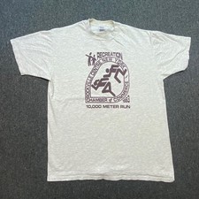 Jerzees Rockville Centre NY 10000 Meter Run Sz XL Mens Gray 93 Vintage Shirt 90s picture