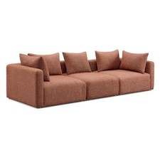 Pemberly Row Upholstered Contemporary Accent Red Textured Fabric Sofa picture