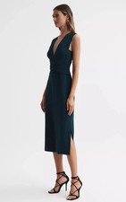 Reiss Jayla Cross Over Fitted Dress Teal Green Size UK 4 – BNWT RRP £198 picture