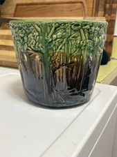 Antique Weller 6.5” Forest Jardiniere In  Majolica Glaze picture