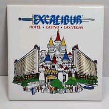 Vintage 1990 Excalibur Las Vegas Casino Ceramic Tile Trivet Wall Plaque 6