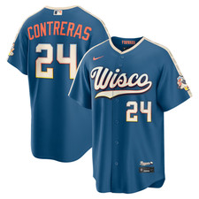 William Contreras #24 Milwaukee Brewers 2026 Road Stadium Jersey Blue NWT picture