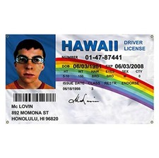 McLovin Fake ID 3 x 5 Feet Flag Banner College Dorm Frat Fake Driver License US picture
