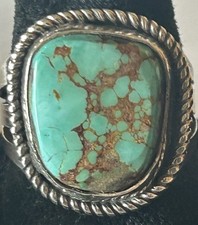 Signed Navajo Sterling Silver Royston Turquoise Ring Size 6 1/2 picture
