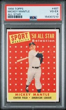 1958 Topps Mickey Mantle #487 All-Star PSA 4 VG-EX New York Yankees HOF picture