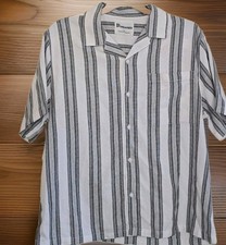No Boundaries Men's Textured Shirt Ivory & Grey Striped Short Sleeved XL ~NWT picture