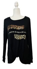 Chico's Women’s Size 1 (US M) Art Of Chic Animal Print Foiled Long Sleeve Tee picture