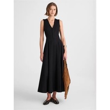 Madewell Yana Midi Dress Jet Black Sleeveless V-Neck Size 6 NWT picture