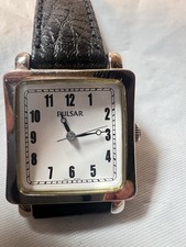 Pulsar By Seiko Quartz,Women’s, Silvertone,white Dial,V501-X276, Black Leather. picture