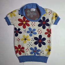 OXKNIT Women's Retro Mod Floral Short Sleeve Knit Sweater Size M picture
